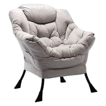 Load image into Gallery viewer, HollyHOME Modern Fabric Lazy Chair, Accent Contemporary Lounge Chair, Single Steel Frame Leisure Sofa Chair with Armrests and A Side Pocket, Grey