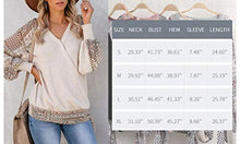 Load image into Gallery viewer, Womens Boho Patchwork Blouse Tops Waffle Knit Wrap Cross Puff Sleeve Tie Knot V Neck Summer Shirts (Pale Mauve, X-Large)
