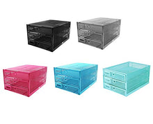 Load image into Gallery viewer, Exerz Desk Organizer Wire Mesh 3 Tier Sliding Drawers Paper Sorter/Multifunctional/Premium Solid Construction for Letters, Documents, Mail, Files, Paper, Kids' Art Supplies (Turquoise/Blue/Teal)