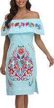 Load image into Gallery viewer, YZXDORWJ Women Mexican Embroidered Dress Ruffle Collar Sleeveless (S, 623BBL)
