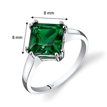 Load image into Gallery viewer, 14K White Gold Created Emerald Princess Cut Ring 2.00 Carats Size 9