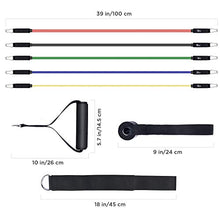Load image into Gallery viewer, Letsfit Resistance Bands Set, Exercise Bands with Handles, Training Tubes with Door Anchor & Ankle Straps for Resistance Training, Physical Therapy, Home Workout, Yoga, Pilates Stackable up to 150 lb
