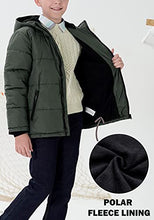 Load image into Gallery viewer, maoo garden Boys Winter Coat Fake Down Puffer Jacket Fleece Lined Heavyweight Water Resistant Windbreaker Green 3-4Y