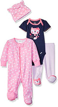 Load image into Gallery viewer, Gerber Baby Girls' 4-Piece Sleep 'N Play, Onesies, Pant and Cap, Fox, 6-9 Months