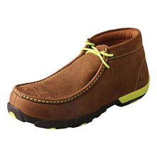 Load image into Gallery viewer, Twisted X Men's Steel Toe Chukka Driving Moc - Handcrafted Leather Safety Toe Shoes with Slip Resistant Outsole - Comfortable, Durable, and Stylish Lace-Up Boots, Distressed Saddle & Yellow, 8.5 M