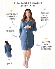Load image into Gallery viewer, Kindred Bravely Clea Bamboo Button Down Nursing Nightgown | Long Sleeve Maternity Nightgown (Slate Blue, Medium)