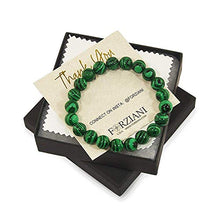 Load image into Gallery viewer, Forziani 10mm Malachite Beaded Bracelet for Men - Luck and Money - High Quality Stretch Green Gemstone Beads Mens Bracelet Size Medium - Made in USA Gift Box Included