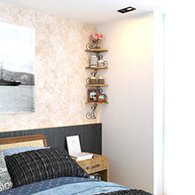 Load image into Gallery viewer, Alsonerbay Wall Mount Corner Shelves 4 Tier Floating Corner Storage Wood Shelves Decorative Rustic Radial Shelf in Cat Shape Carbonized Black