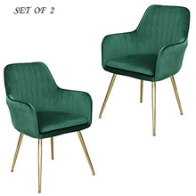 Load image into Gallery viewer, Lansen Furniture Modern Living Dining Room Accent Arm Chairs Club Guest with Gold Metal Legs (2, Green)