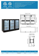 Load image into Gallery viewer, Beer Back Bar Cooler 3 Glass Door (Swing or Sliding Door -Customizable) 53" Width Beer Fridge NSF Certified Beverage Refrigerator 11.8 cu.ft Under Counter Height 35°-46°F Black bb3dup