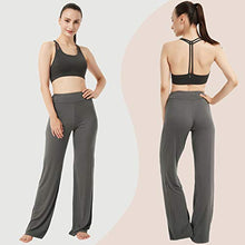 Load image into Gallery viewer, FELEMO Boot-Cut Bootleg Yoga Pants for Women Loose Fit Long Office Dress Pants Tummy Control Loose Fit Casual Work High Waist Flare Lounge Pants Lightweight Leggings Sweatpants, Dark Grey XL