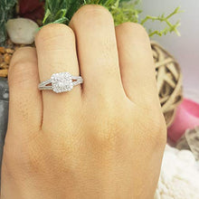 Load image into Gallery viewer, Dazzlingrock Collection 0.50 Carat (ctw) Princess & Round Cut Diamond Halo Engagement Ring 1/2 CT, 14K White Gold, Size 7