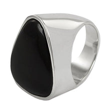 Load image into Gallery viewer, NOVICA Obsidian .925 Sterling Silver Cocktail Ring 'Asymmetrical Black'