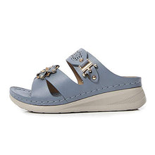 Load image into Gallery viewer, Reokoou Flat Sandals for Women Summer Casual Hollow Out Comfortable Wedge Platform Shoes Slip On Beach Slippers