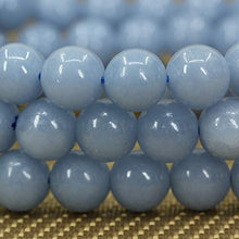 Load image into Gallery viewer, Natural Blue Angelite Gemstone 8mm Round Beads Stretch Bracelet 7 Inch