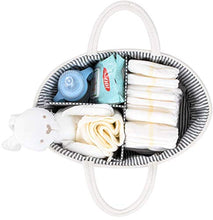 Load image into Gallery viewer, Luxury Little Baby Diaper Caddy Organizer - Rope Nursery Storage Bin for Boys and Girls - Large Tote Bag & Car Organizer with Removable Inserts - Baby Shower Gift Basket - Newborn Registry Must Haves