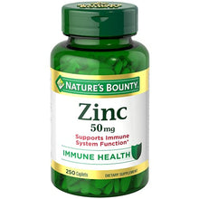 Load image into Gallery viewer, Nature's Bounty Zinc Caplets 50mg 250ct