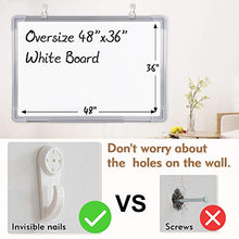 Load image into Gallery viewer, Whiteboard, GALSOAR 48x36 Inches 2PCs Large Size Wall-Mounted Aluminum Frame Dry Erase Boards, White Board with Invisible Nails for Office, Classroom, Home