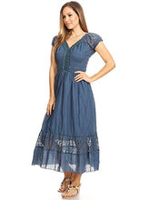 Load image into Gallery viewer, Anna-Kaci Blue Large Size Smocked Waist Summer Maxi Dress Cap Sleeve Boho Gypsy, Blue, Large