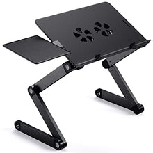 Load image into Gallery viewer, HUANUO Adjustable Laptop Stand, Laptop Desk for up to 15.6" Laptops, Portable Laptop Table Stand with 2 Strengthened CPU Fans, Detachable Mouse Pad, Ergonomic Lap Desk, TV Bed Tray, Standing Desk