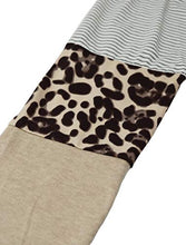 Load image into Gallery viewer, Floral Find Women's Long Sleeve Leopard Color Block Tunic Comfy Stripe Round Neck T Shirt Tops Brown