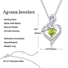 Load image into Gallery viewer, Agvana Fine Jewelry August Birthstone Necklace Bracelet for Women Sterling Silver Genuine Peridot CZ Rose Flower Heart Pendant Mothers Day Gifts for Mom Anniversary Birthday Gifts for Girls Her