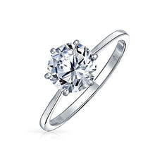 Load image into Gallery viewer, Bling Jewelry 925 Sterling Silver Round CZ Solitaire Engagement Ring - Size 5