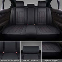 Load image into Gallery viewer, SPEED TREND Leather Car Seat Covers, Premium PU Leather & Universal Fit for Auto Interior Accessories, Automotive Vehicle Cushion Cover for Most Cars SUVs Trucks (ST-003 Full Set, Black&RED)