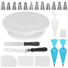 Load image into Gallery viewer, Kootek Cake Decorating Kits Supplies with Cake Turntable, 12 Numbered Cake Decorating Tips, 2 Icing Spatula, 3 Icing Smoother, 2 Silicone Piping Bag, 50 Disposable Pastry Bags and 1 Coupler
