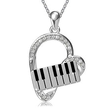 Load image into Gallery viewer, ACJNA 925 Sterling Silver Heart Pendant Piano Keyboard Necklace Music Jewelry for Women Girls