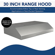 Load image into Gallery viewer, Broan-NuTone BCSQ130SS Three-Speed Glacier Under-Cabinet Range Hood with LED Lights ADA Capable, 1.5 Sones, 375 Max Blower CFM, 30", Stainless Steel