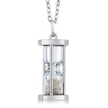 Load image into Gallery viewer, Gem Stone King 925 Sterling Silver Genuine Diamond Dust Hourglass Pendant Necklace (0.50 Ct, With 18 Inch Chain)