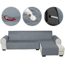 Load image into Gallery viewer, HDCAXKJ Sectional Couch Covers for Dogs Water Resistant L Shape Sofa Cover Pet Friendly Sectional Slipcovers Living Room Reversible Non Slip Furniture Protector with Straps Washable (Gray, Large)
