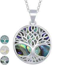 Load image into Gallery viewer, Beaux Bijoux Tree of Life Necklace Sterling Silver Natural Abalone Stone Pendant Necklace for Women with 18" Sterling Silver Thick Chain