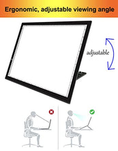Load image into Gallery viewer, A3 Diamond Painting Light Pad with Built-in Stand, Hawanik A3 Large LED Tracing Light Box with Stand for Vinyl Weeding Drawing