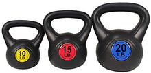 Load image into Gallery viewer, BalanceFrom Wide Grip 3-Piece Kettlebell Exercise Fitness Weight Set, Include 5 lbs, 10 lbs, 15 lbs or 10 lbs, 15 lbs, 20 lbs, Multiple