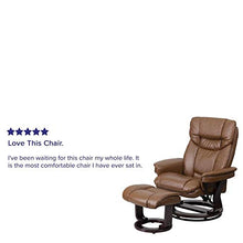 Load image into Gallery viewer, Flash Furniture Contemporary Multi-Position Recliner and Curved Ottoman with Swivel Mahogany Wood Base in Palimino LeatherSoft
