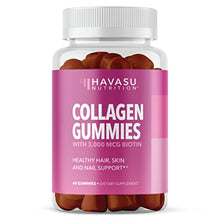 Load image into Gallery viewer, Collagen Gummies Type I and III with Zinc, Vitamin E & C and 3000mcg Biotin for Hair, Skin, and Nail Growth