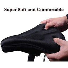 Load image into Gallery viewer, Karetto Bike Gel & Foam Seat Cover Excercise Bicycle Saddle Cover with Drawstring, Rain and Dust Resistant,Reflective Band Bandanas ,Soft Cover for Mountain, Road and Cruiser Bikes…
