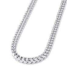 Load image into Gallery viewer, Solid 14k White Gold 4mm D/C Franco Chain Necklace with Lobster Claw Clasp, 28"