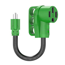 Load image into Gallery viewer, RVGUARD 50 Amp to 110 Volt RV Adapter Cord 12 Inch, NEMA 5-15P to NEMA 14-50R Electrical Power Adapter with LED Power Indicator, Green