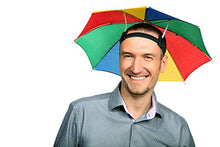 Load image into Gallery viewer, Bedwina Umbrella Hat (Pack of 4) - 20 Inch, Hands Free, Funny Rainbow Colorful Beach Party Hats, Adjustable Size Fits All Ages, Kids, Men & Women