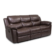 Load image into Gallery viewer, JUNTOSO 3 Pieces Recliner Sofa Sets Bonded Leather Lounge Chair Loveseat Reclining Couch for Living Room - Chocolate