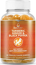 Load image into Gallery viewer, Turmeric Curcumin Gummies with Ginger & Black Pepper Extract, Joint Support and Pain Relief. Anti-Inflammatory, Chews for Adults & Kids, 60 Chewable Gummy Vitamins
