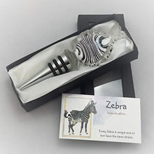 Load image into Gallery viewer, Smiling Wisdom - Zebra Black & White Handmade Glass Wine Bottle Stopper - Zebra Totem Animal Themed Set - For Him Her Man Woman Friend - Individualism - Unique Gift - Limited Edition