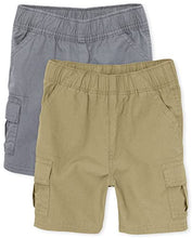 Load image into Gallery viewer, The Children's Place Baby Boys and Toddler Boys Pull On Cargo Shorts, Flax/Storm, 18-24 MONTHS