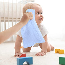 Load image into Gallery viewer, Muslin Baby Washcloths 100% Cotton Face Towels 10 Pack Wash Cloths for Baby 12x12in Soft and Absorbent Baby Wipes by Yoofoss (Blue)