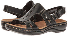 Load image into Gallery viewer, Clarks Women's Leisa Lakelyn Flat Sandal, Black Leather, 8 N US