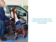 Load image into Gallery viewer, NOVA Medical Products Lightweight Transport Chair with Removable & Flip Up Arms for Easy Transfer, Anti-Tippers Included, Red, 19"