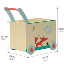 Load image into Gallery viewer, Labebe Baby Walker with Wheel, Fox Printed Wooden Push Toy, 2-in-1 Wooden Activity Walker for Baby 1-3 Years, Baby Wagon/Infant Baby Walker Wagon/Baby Learning Walker/Push Pull Toy/Walk Walker
